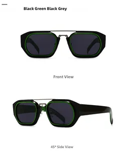 Detailansicht der modernen Retro-Sonnenbrille mit quadratischem Rahmen von vorne