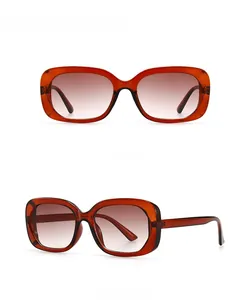 Vues frontale et latérale à 45 degrés de lunettes de soleil ovales en tan double tan
