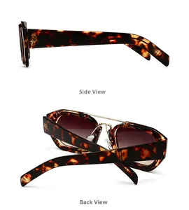 Detailansicht der Seite und Rückseite einer Retro-Sonnenbrille mit Schildpattmuster und Metallpads
