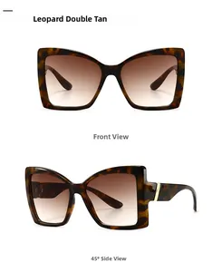 Detail of leopard tortoiseshell sunglasses with gradient tan lenses and gold hinges