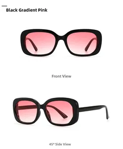 Vues de face et de profil à 45 degrés de lunettes de soleil ovales noires et roses