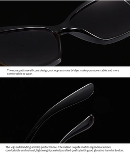 Detail view of anti-slip silicone nose pads and ergonomic temples of black sunglasses