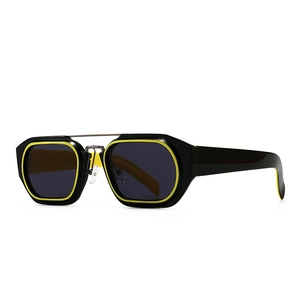 Eckige Sonnenbrille UV400 Schutz PC Metall Doppelsteg Retro Rahmen Mode INS Stil Streetwear Damen Herren