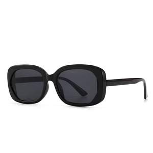 Lunettes de soleil ovales rétro modernes avec monture noire et verres foncés style rue