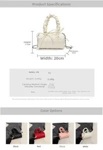 Detail specifications of quilted heart cylinder bag with weight and dimension measurements