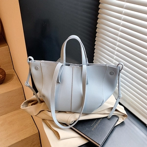 Large Capacity Tote Bag For Women PU Leather Pebbled Grain Commuter Shoulder Bag With Side Tie Detail Elegant
