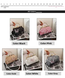 Comparaison détaillée de sacs de soirée en forme de coquillage avec perles en cinq couleurs