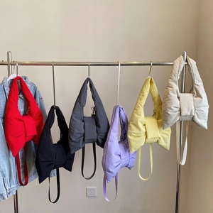 Japanese style nylon bow tote bag available in six colors for casual daily commuting