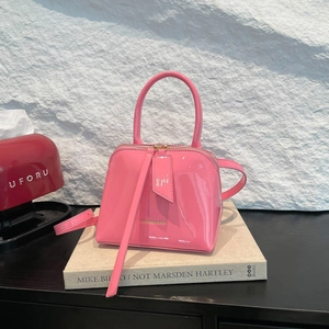 Women High Gloss Patent Leather Crossbody Bag Minimalist Shell Handbag Top Handle Versatile Shoulder Purse Trendy Fashion Design