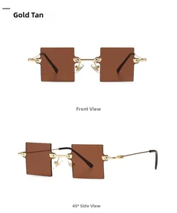Detaillierte Vorder- und Seitenansicht der Gold-Metallsonnenbrille mit braunen Gläsern
