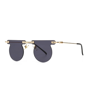 Rimless Irregular Oval Sunglasses Men Women UV400 Protection Metal Frame Fashion Eyewear For Outdoor Travel Streetwear