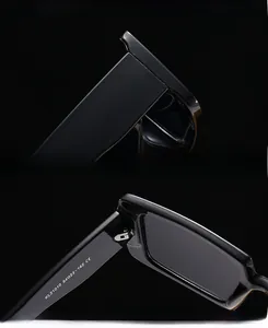 Detailed close-up of KL21010 sunglasses showing premium hinges and acetate frame quality
