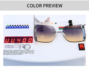 Détail du test de protection UV400 pour lunettes de soleil avec affichage numérique de 400