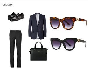 Vue à plat de lunettes de soleil carrées à strass avec monture écaille et accessoires business