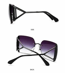 Détail de lunettes de soleil modernes avec charnières géométriques en triangle évidé