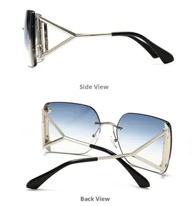 Détails des branches géométriques en métal et verres dégradés de ces lunettes de soleil