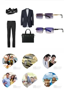 Detail of rimless rectangle sunglasses with metal accents for business and fashion
