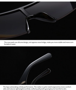Detail of ergonomic silicone nose pads and non-slip temple tips of retro sunglasses