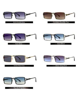 Collection of retro square sunglasses with metallic frames and gradient lenses