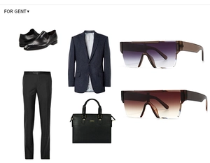 Flat top vintage sunglasses set with gradient lenses and stylish mens business suit outfit