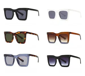 Collection de lunettes de soleil carrées en noir, blanc, léopard et bleu cadres
