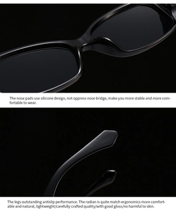 Detailed view of silicone nose pads and ergonomic anti-slip temples on square sunglasses