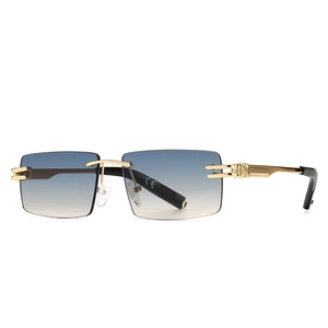 Rimless Sunglasses Metal Frame UV400 Gradient Square Rectangular Retro Fashion Eyewear For Men Women
