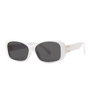 Modern retro square sunglasses with thick white frames and dark gray lenses