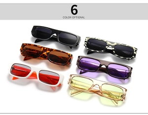Detailed collection of retro narrow rectangular sunglasses in six different stylish colors