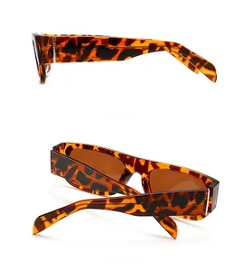 Side and back view of tortoiseshell square sunglasses with thick frames and brown lenses