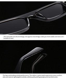 Detail of high-gloss black frames with ergonomic silicone nose pads and curved temples
