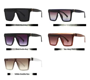 Flat top square sunglasses collection in five diverse color gradients and wide temples