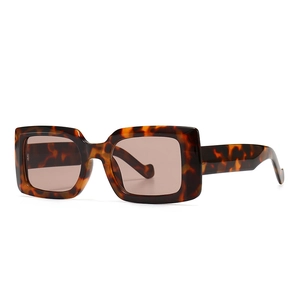 Lunettes de soleil carrées classiques en écaille avec des verres marron clair rétro