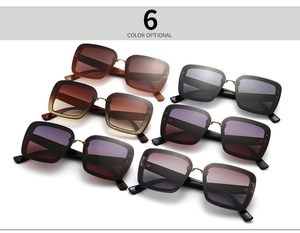 Collection of six glittery square oversized sunglasses in various fashionable colors