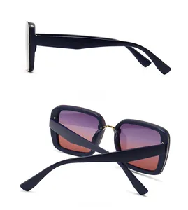 Detail view showing blue glitter frames and gradient lenses from side and back angles