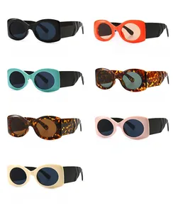 Selection of vintage oval sunglasses in multiple colors with unique wavy textured temples