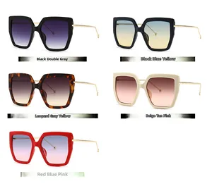 Detailed collection of square oversized sunglasses with metallic temples and gradient lenses
