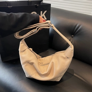 Damen Halbmond Umhängetasche PU Leder Große Kapazität Französischer Stil Weiche Mode Hobo Tasche