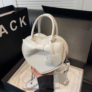 Sac À Bandoulière En Forme De Cœur Cuir PU Avec Grand Nœud Pendentif Cœur Sac À Main Style Y2K Bandoulière Réglable Femmes
