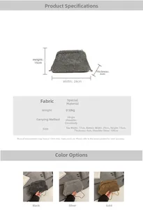 Size chart showing rhinestone evening bag dimensions 24x15x6cm with shoulder strap details