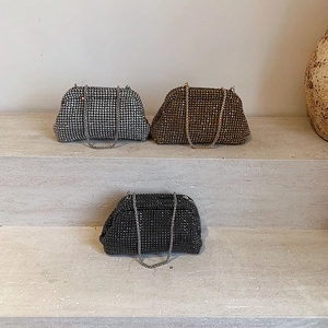 Sparkling rhinestone clutch bags in silver, gold and black colors for evening parties