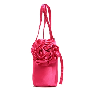 Fuchsiapink Satin vertikale Handytasche mit handgefertigter 3D-Rose Dekoration