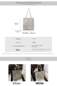 Détails de la texture des perles et spécifications du sac cabas tissé à la main