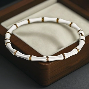 Bamboo Joint Bangle Stainless Steel Enamel Contrast Color Elegant Minimalist Bracelet For Women Niche Luxury Jewelry