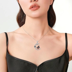 Collana vintage di Halloween con ciondolo a mezzaluna, zucca e cappello da mago