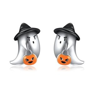 Halloween Ghost Stud Earrings Copper Enamel Witch Hat Pumpkin Basket Cute Spooky Holiday Party Jewelry For Women Girls