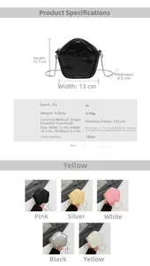 Detailed chart showing star-shaped mini bag dimensions and five color options