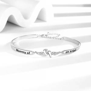 Engel Flügel Baby Fußabdrücke Gedenk Armband Kupfer Platin Beschichtet Zirkon Mommy Of An Angel Geschenk Für Mutter