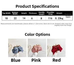 Detailed size chart and multi-color vintage bow evening bags with chain straps