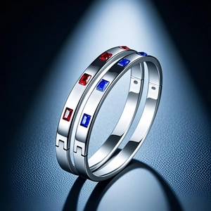Stainless Steel Bangle Bracelet With Rectangular Zirconia Stones Hinged Geometric Jewelry For Women Men